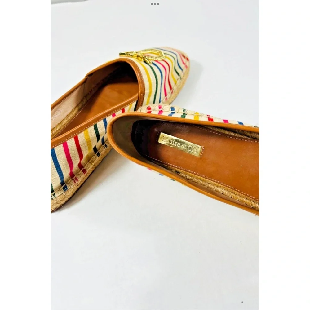 Louise Et Cie Adige Rainbow Striped Pineapple Espadrille Jute Slip On Flats 10